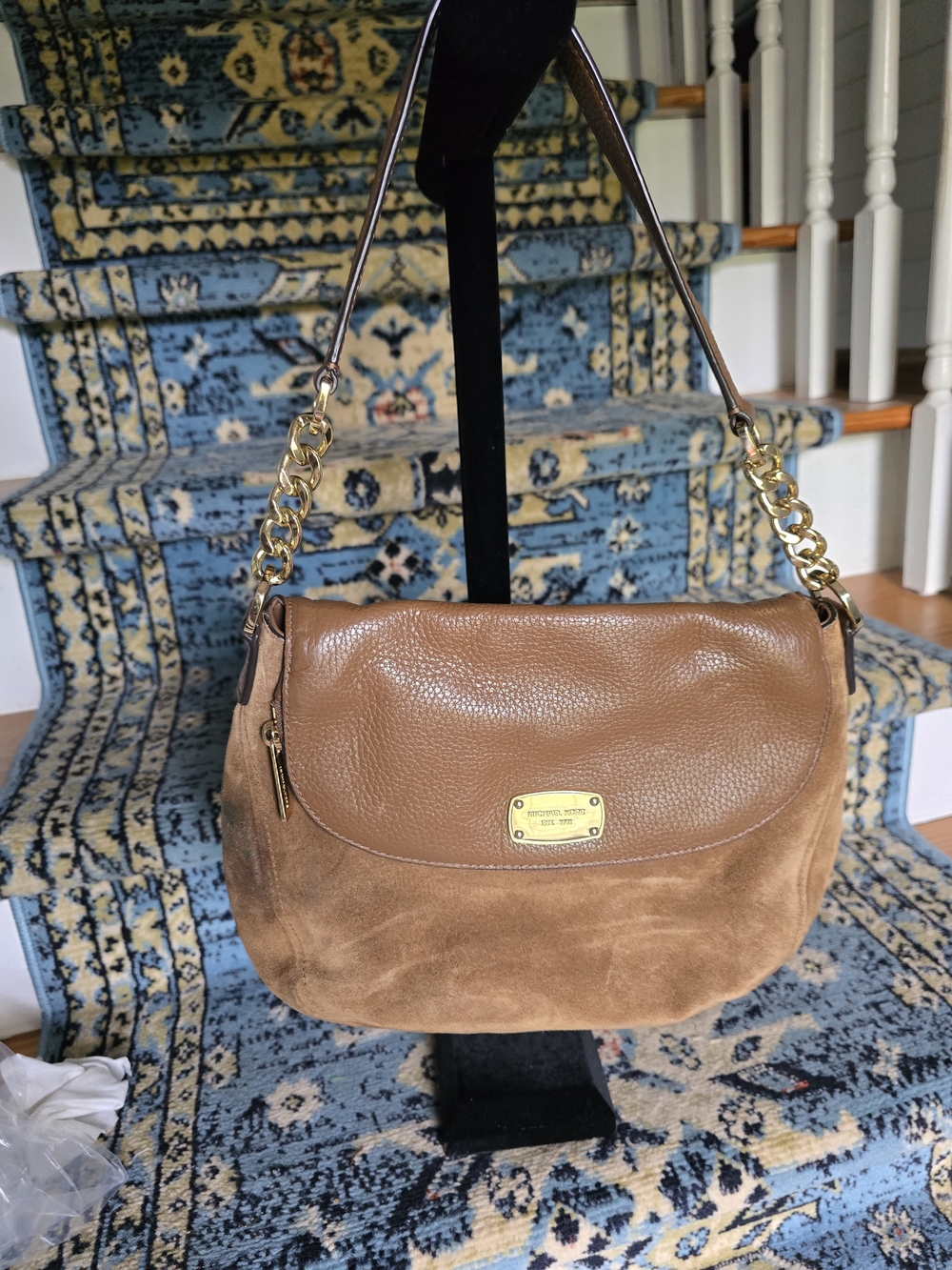 Michael Kors Brown Two-Tone Leather & Suede Crossbody Bag